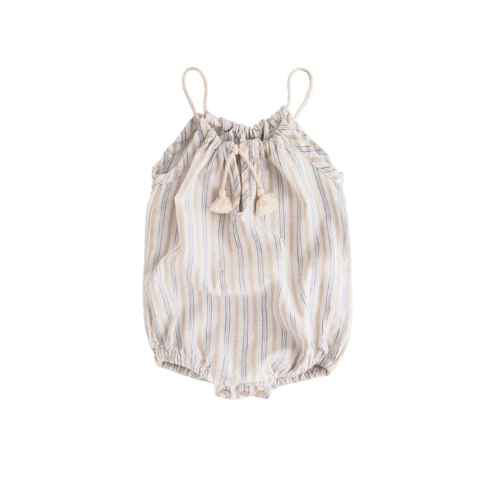 Tocoto vintage blue striped romper 6M New
